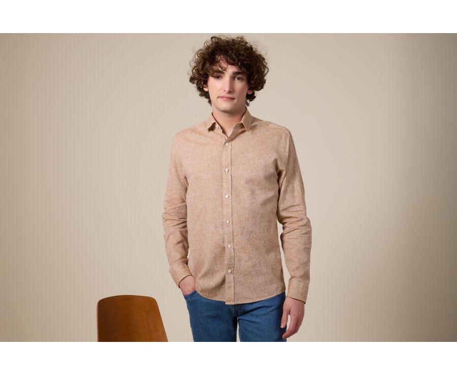 Camisa de algodón y lino Chambray Habana - Cuello Francés - SILBERT