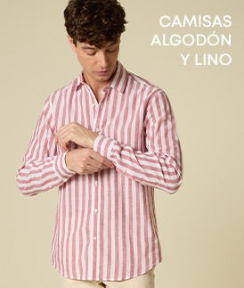 Camisa de rayas en algodón y lino