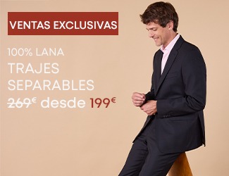 Hombre con traje combinable de lana en promoción