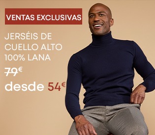 Hombre con jersey de cuello vuelto de lana