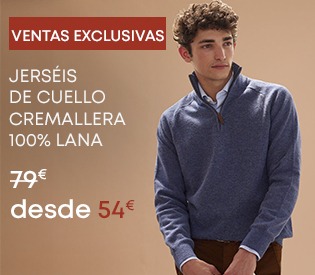 Hombre con jersey de lana de media cremallera