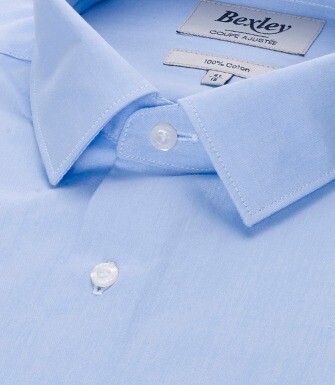 Camisa de algodón Celeste - Cuello francés - LOUIS CLASSIC