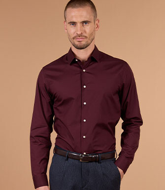 Camisa hombre burdeos en popelina - LOUIS CLASSIC
