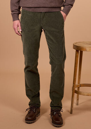 Pantalón chino hombre oliva en pana - NORMAN