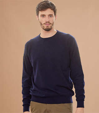 Jersey de lana de cuello redondo para hombre Navy - CONAN