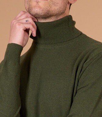 Jersey de lana con cuello alto para hombre Verde - EMERIC