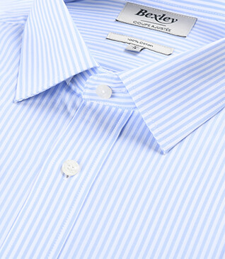 Camisa de algodón a rayas Celeste y Blanco - MAXIMILIEN