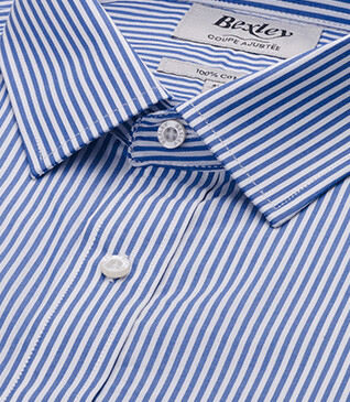 Camisa de algodón a rayas azules y blancas - MAXIMILIEN