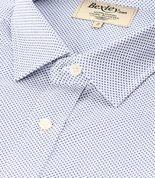 Camisa blanca estampada con motivos azules - Cuello francés - BERANGER