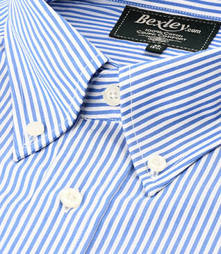 Camisa de algodón a rayas azules - Cuello americano - MARLON