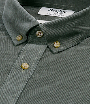 Camisa de terciopelo Verde tila - Cuello americano - WAYNE