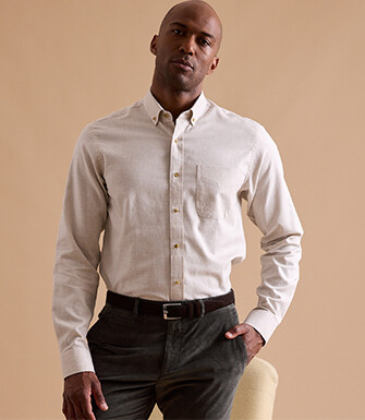 Camisa de hombre en Franela Crudo - Bolsillo en el pecho - ALEXANDER
