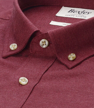 Camisa de franela Burdeos Rojo - Bolsillo en el pecho - ALEXANDER