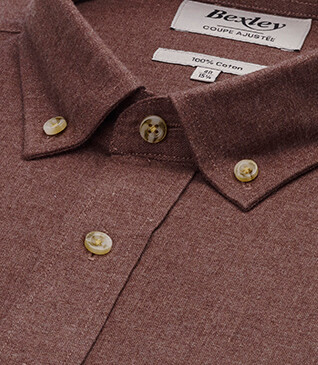 Camisa de hombre en Franela Marrón moca - ALEXANDER