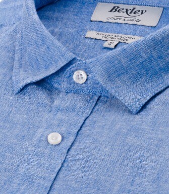 Camisa lisa de lino de algodón Chambray Azul & Océano - SILBERT