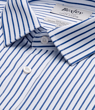 Camisa blanca con rayas azules - LÉONEL
