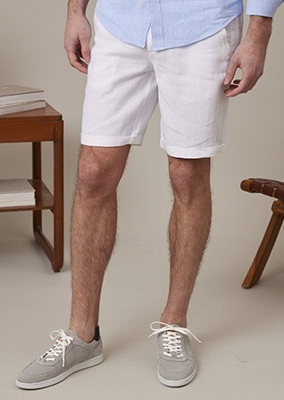 Bermudas de lino para hombre Blanco - BORYS