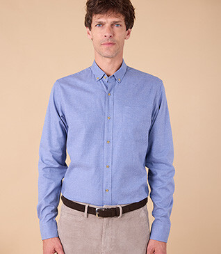 Camisa de hombre en Franela - Azul moteado - ANDER