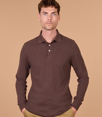 Polo de hombre manga larga Chocolate moteado oscuro - ALEC II ML