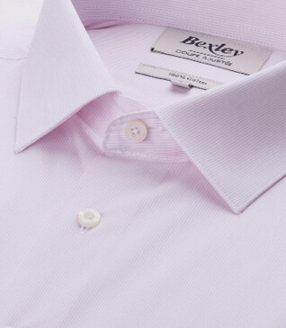 Camisa Rosa y Blanca de algodón - Cuello francés - GUILHEM CLASSIC