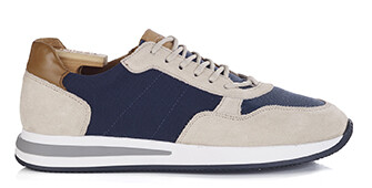 Zapatillas de hombre - Ante beige y azul marino - NIRRANDA II