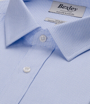 Camisa de hombre azul claro océano de sarga con efecto jaspeado - SYLVÉNIAS