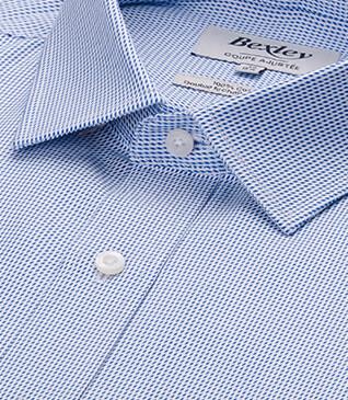 Camisa de hombre azul océano de sarga con efecto jaspeado - SYLVÉNIAS