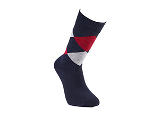 Calcetines de algodón grueso con diamantes Azul marino y rojo