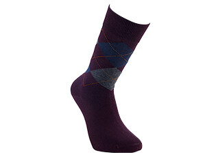 Calcetines de rombos burdeos y gris para hombre