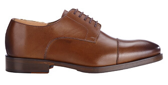 Derbies Castaño patinado de hombre con suela de cuero y goma de caucho - MAYWELL PATIN