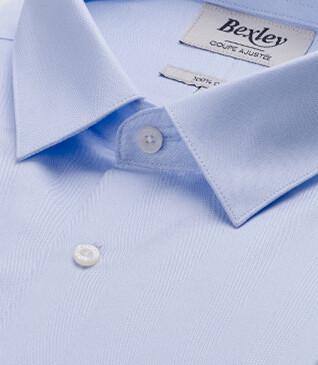Camisa Azul pálido de algodón - Cuello francés - LUDIVIEN CLASSIC