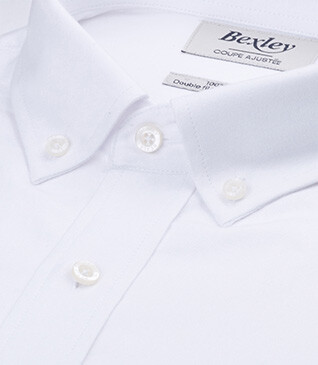 Camisa Oxford para hombre - Blanca, Cuello americano - BRADFORD III