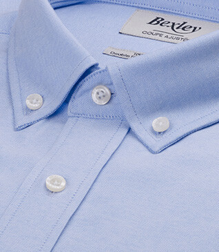 Camisa Oxford para hombre - Celeste, Cuello americano - BRADFORD III