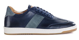 Zapatillas de piel para hombre – Azul navy patinado y ante gris - NANGKITA