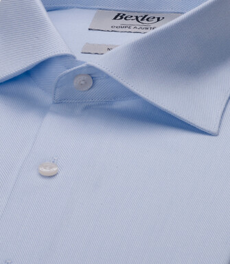 Camisa de hombre azul claro de sarga - TOMMASO CLASSIC