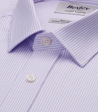 Camisa de hombre de rayas finas lila y blanco - DAMELIN