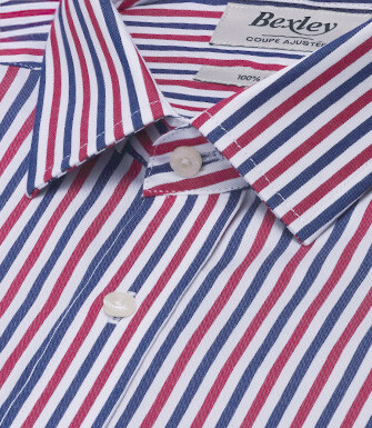 Camisa hombre rayas rojas y azules - MÉRILDE