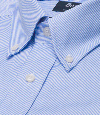 Camisa hombre rayas azul claro twill - DWIGHT