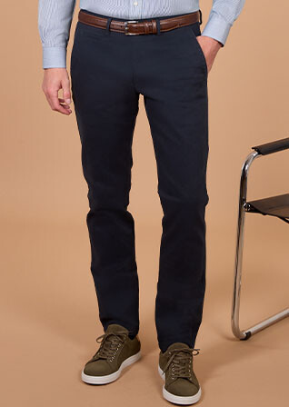 Pantalón chino hombre navy en franela de lana - KYVERS