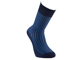 Calcetines de hilo de Escocia canalé invertido azul y azul jaspeado