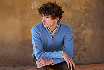 Jersey de hombre de lana con cuello con cremallera Azul moteado - KENNETH