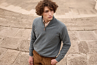 Jersey de hombre de lana con cuello con cremallera Verde Moteado - KENNETH