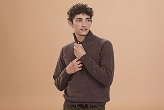 Jersey de hombre de lana con cuello con cremallera Marrón - KENNETH