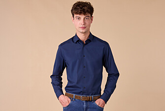 Camisa de popelina para hombre – Marino - LOUIS CLASSIC