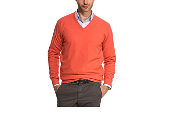 Jersey de lana para hombre con cuello de pico Naranjo Fuego - ELOUAN