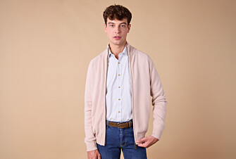 Cárdigan de lana hombre con cremallera Beis claro - KANE