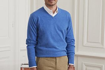 Jersey de lana hombre con cuello en V Mar Azul - ELIAN