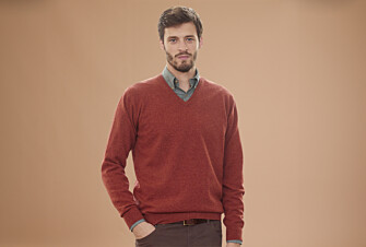 Jersey de lana hombre con cuello en V Especia Moteado - ELIAN