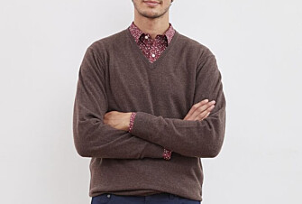 Jersey de lana para hombre con cuello en V Marrón - ELIAN