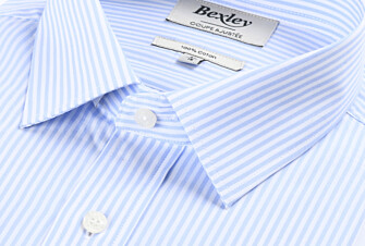 Camisa de algodón a rayas Celeste y Blanco - MAXIMILIEN